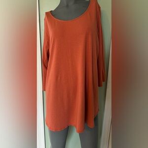 Tahari Women's Orange 3/4 Sleeve Top Blouse 1X